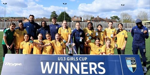 Under 13 Girls' team in Surrey Cup triumph