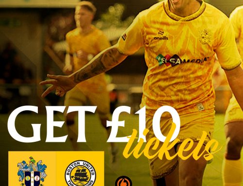 Special £10 ticket offer for this Saturday’s match against Boston United!